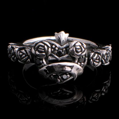Bague coeur-roses